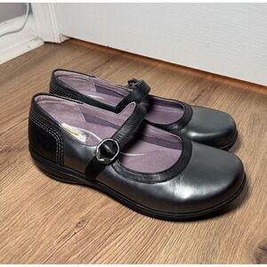 Dansko Black Leather Mary Jane Buckle Flats Shoes Womens Size 37 / 6.5-7 US